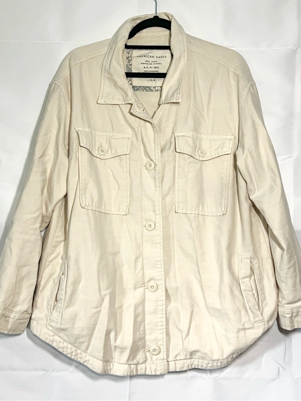 American Eagle Outfitters Off-White Utility Jacket with Button Front
